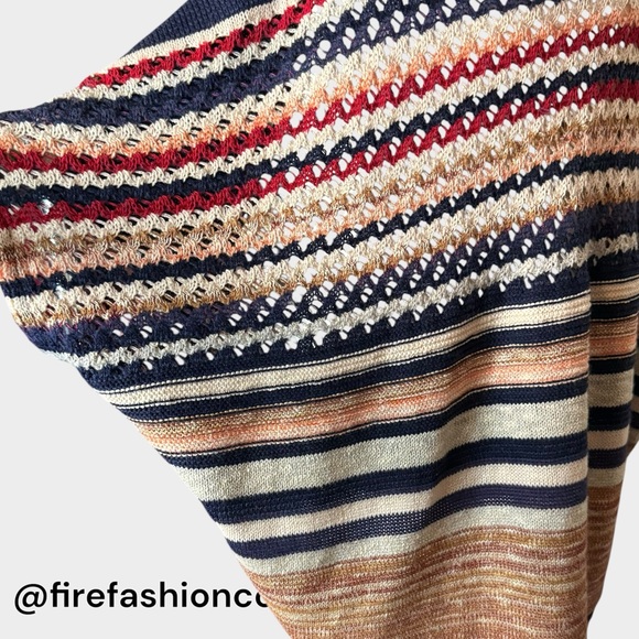 Umgee Boho Hippie Stripe Knit Open Cardigan Large - Picture 3 of 7